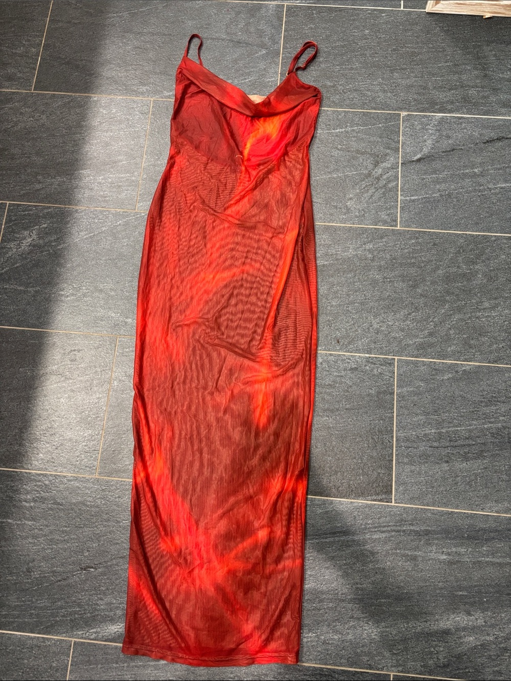 Icon Swim Red Mesh Sheer Maxi coverup